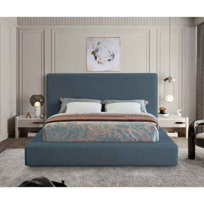 Devin Navy Linen Textured Fabric Full Bed