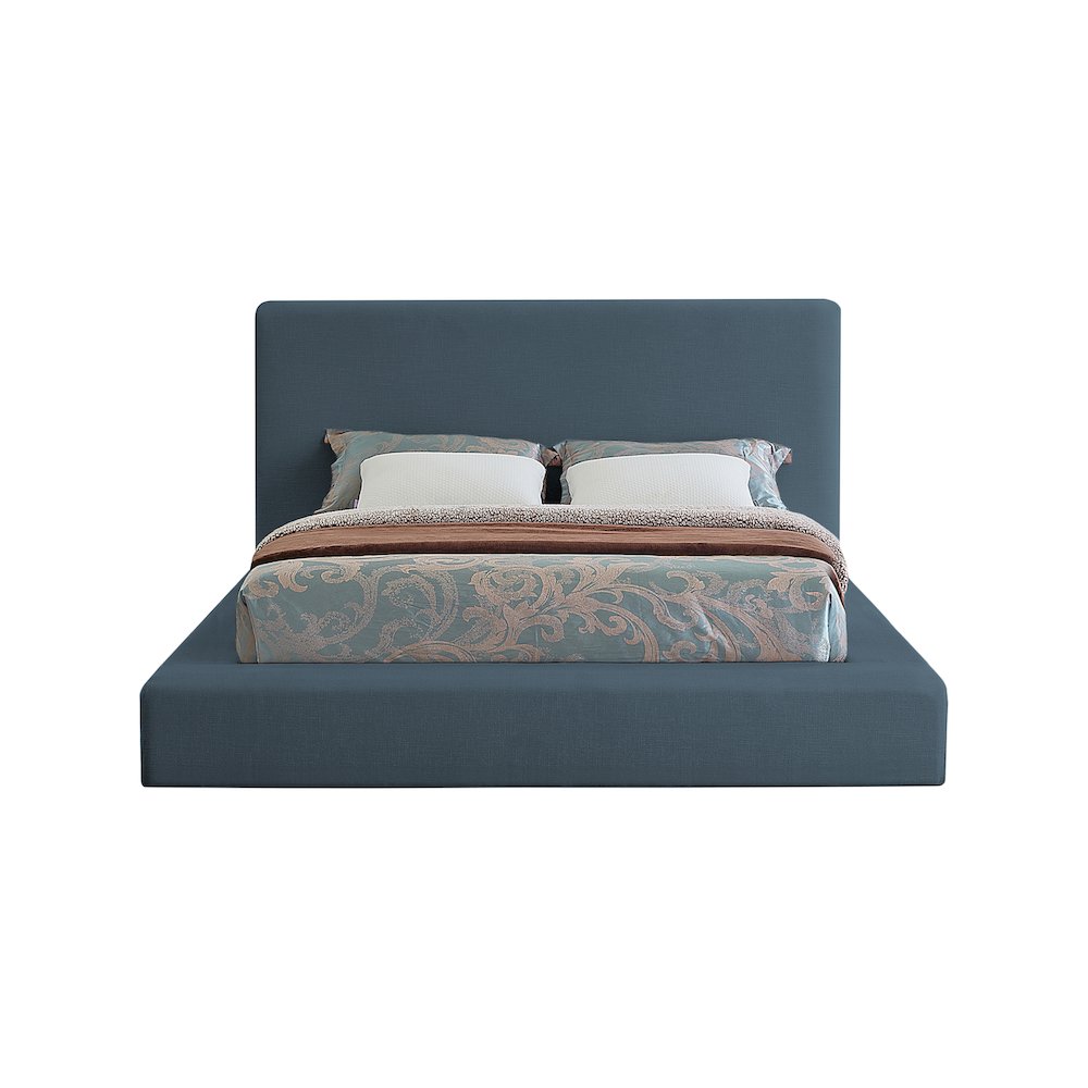 Devin Navy Linen Textured Fabric Queen Bed