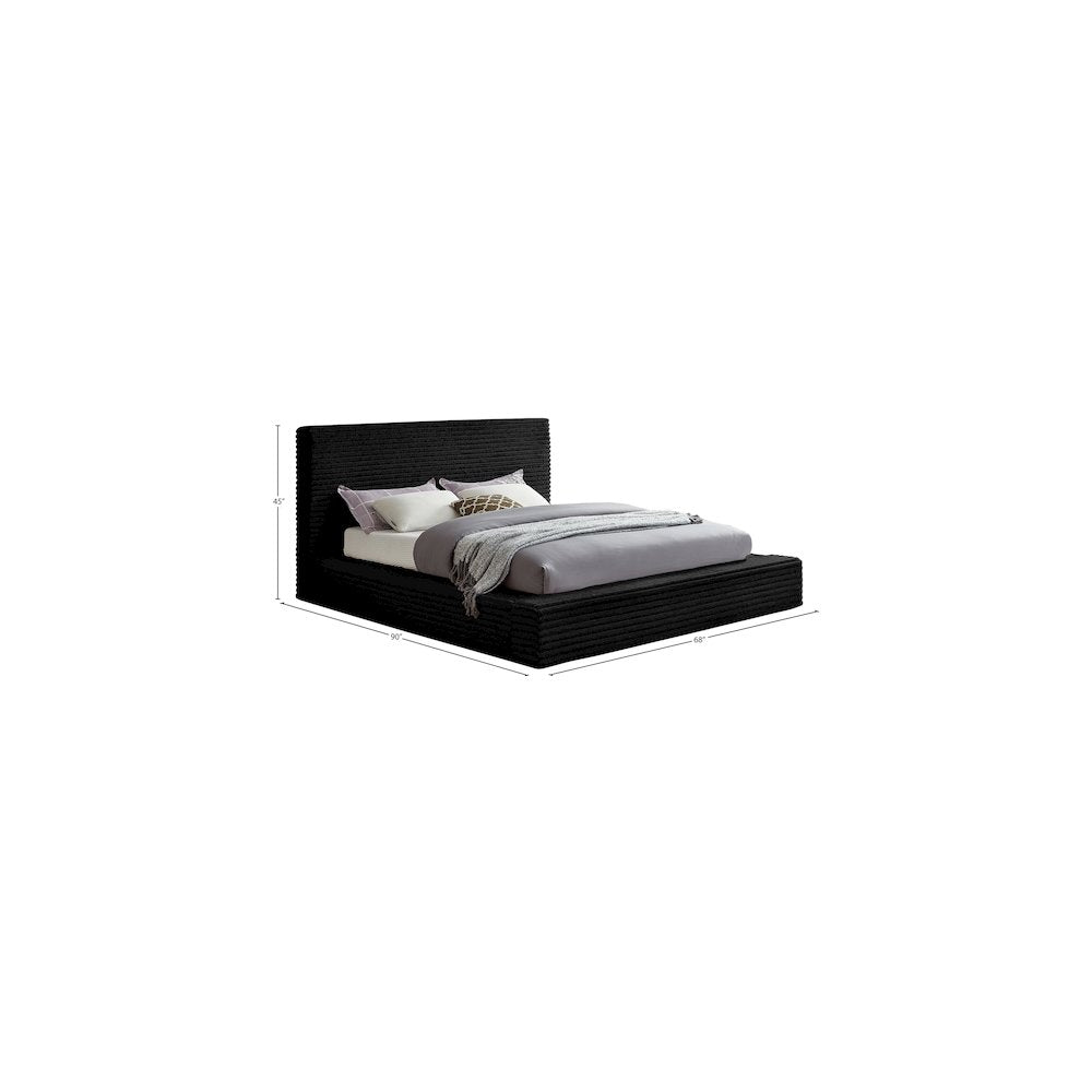 Dexter Black Corduroy Fabric Full Bed