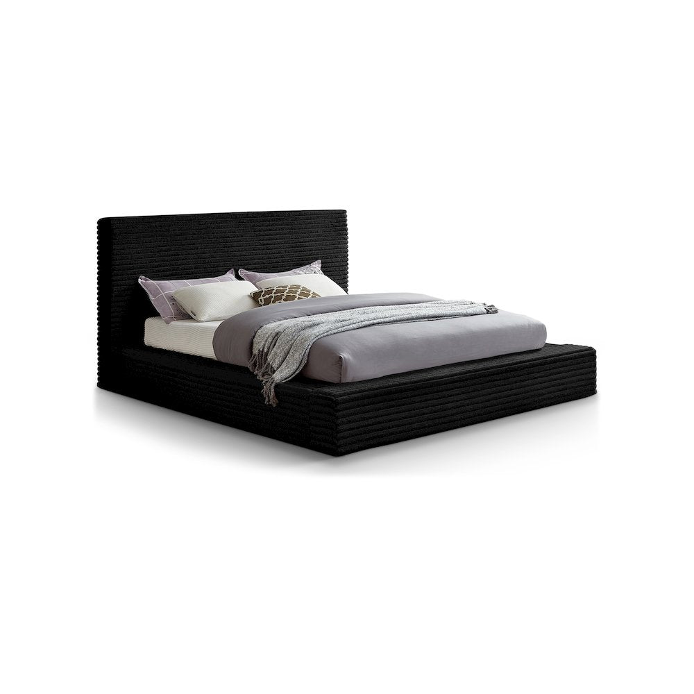 Dexter Black Corduroy Fabric Full Bed