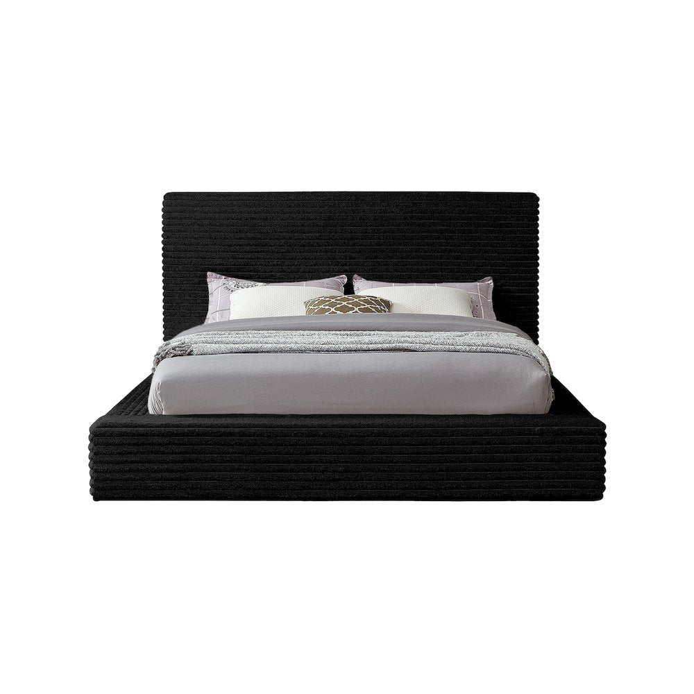 Dexter Black Corduroy Fabric Full Bed