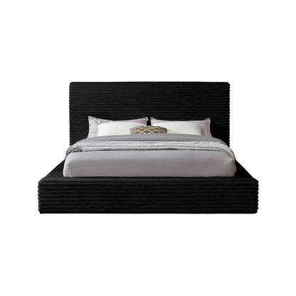 Dexter Black Corduroy Fabric Queen Bed