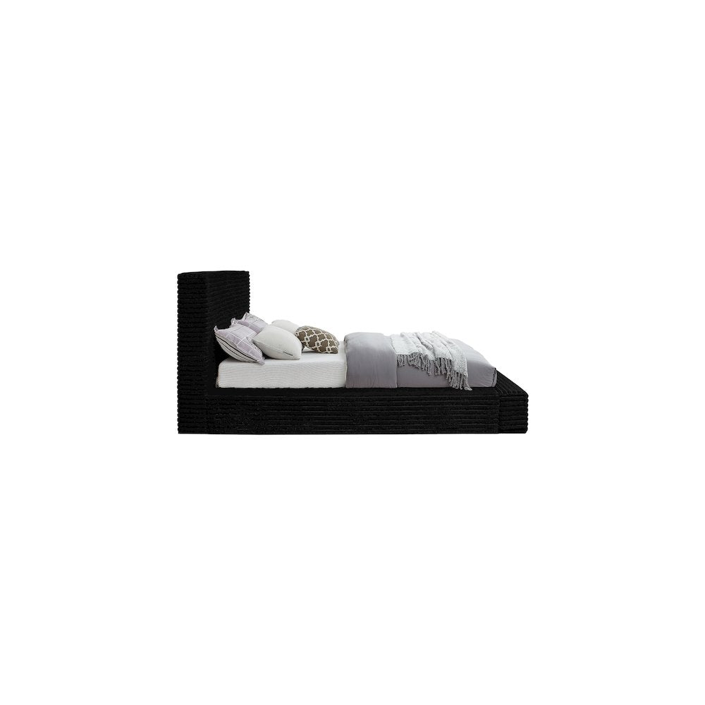 Dexter Black Corduroy Fabric Queen Bed