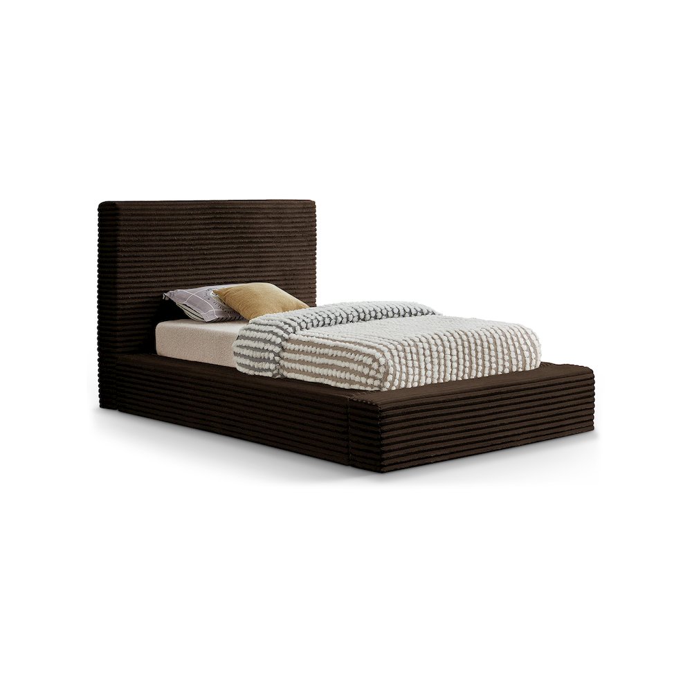Dexter Brown Corduroy Fabric Twin Bed