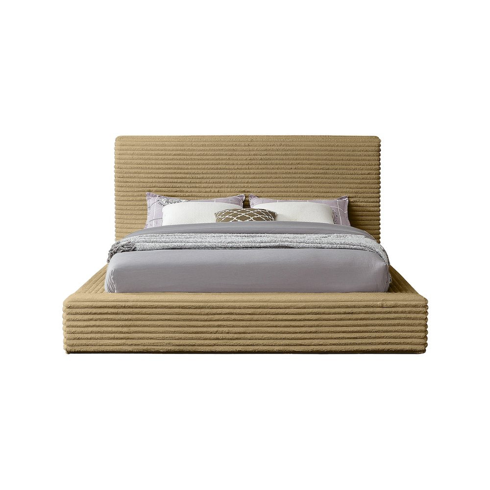 Dexter Camel Corduroy Fabric Queen Bed