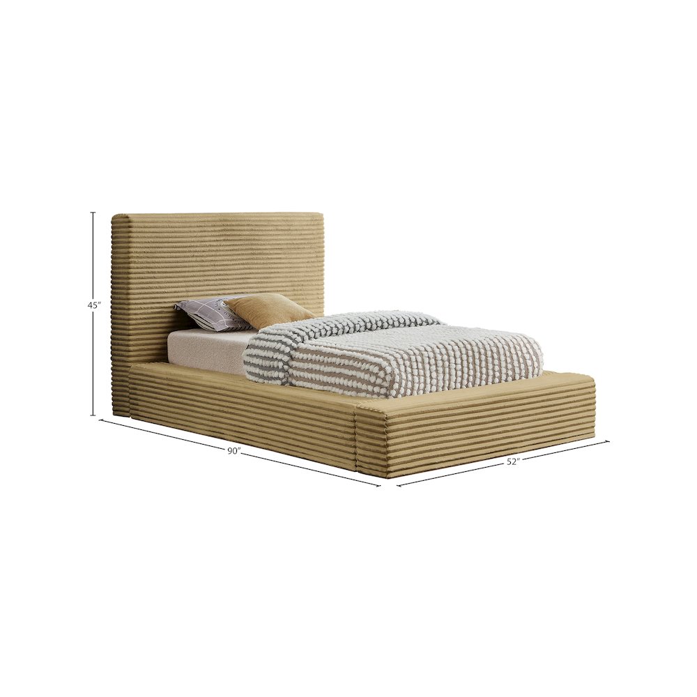 Dexter Camel Corduroy Fabric Twin Bed