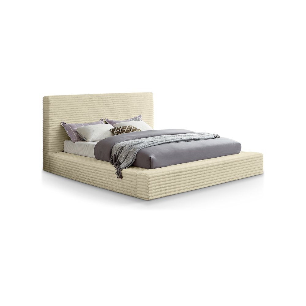 Dexter Cream Corduroy Fabric King Bed