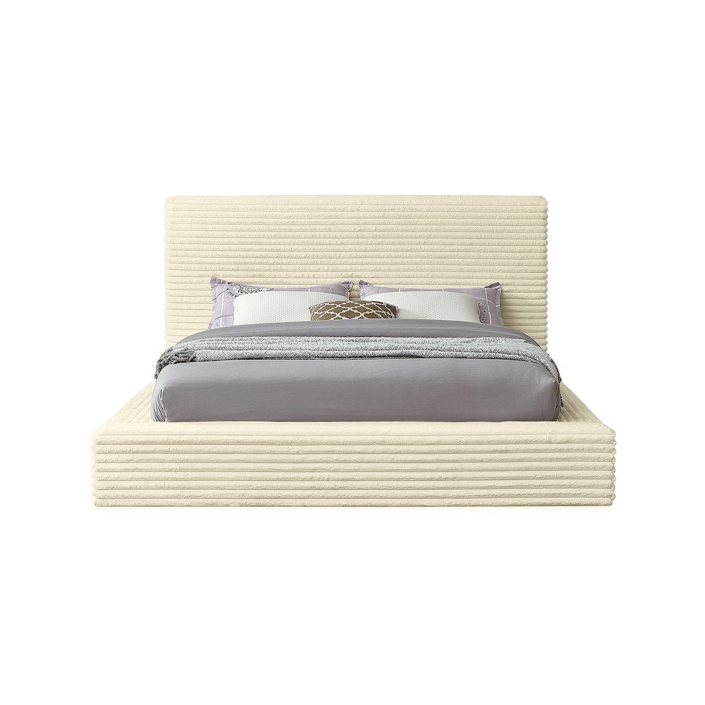 Dexter Cream Corduroy Fabric Queen Bed