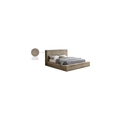 Dexter Taupe Corduroy Fabric Queen Bed
