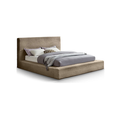 Dexter Taupe Corduroy Fabric Queen Bed