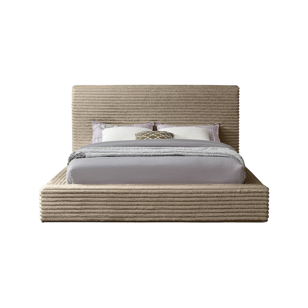 Dexter Taupe Corduroy Fabric Queen Bed