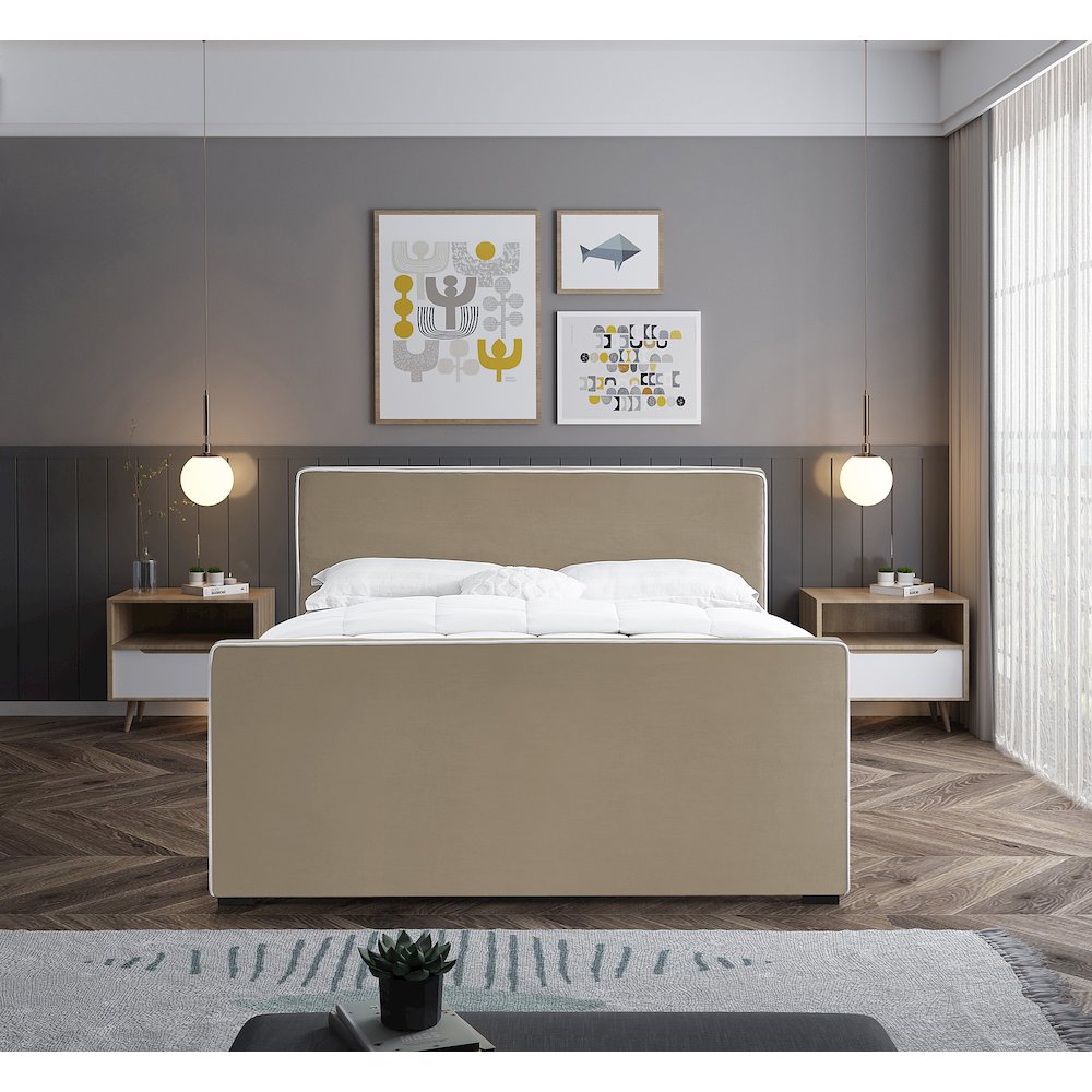 Dillard Beige Velvet King Bed
