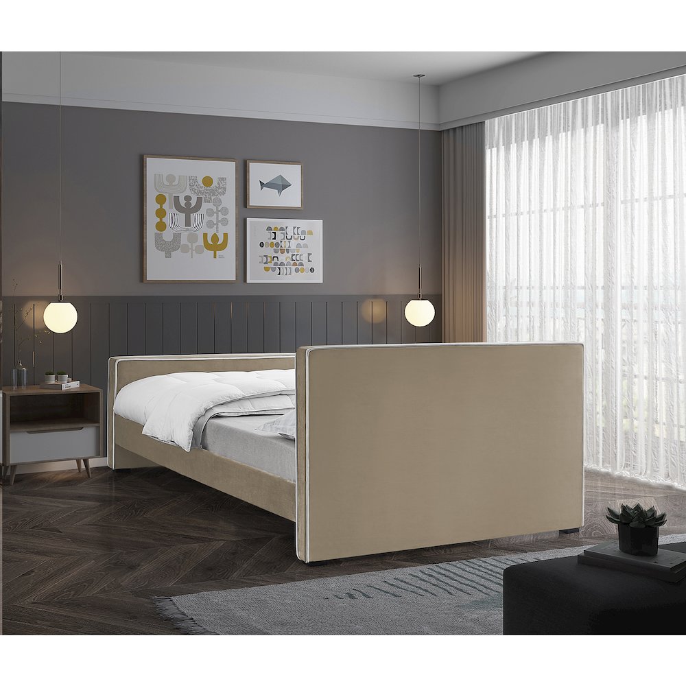 Dillard Beige Velvet King Bed