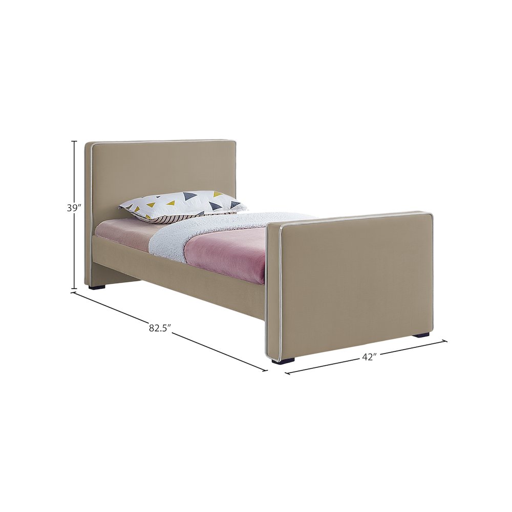 Dillard Beige Velvet Twin Bed
