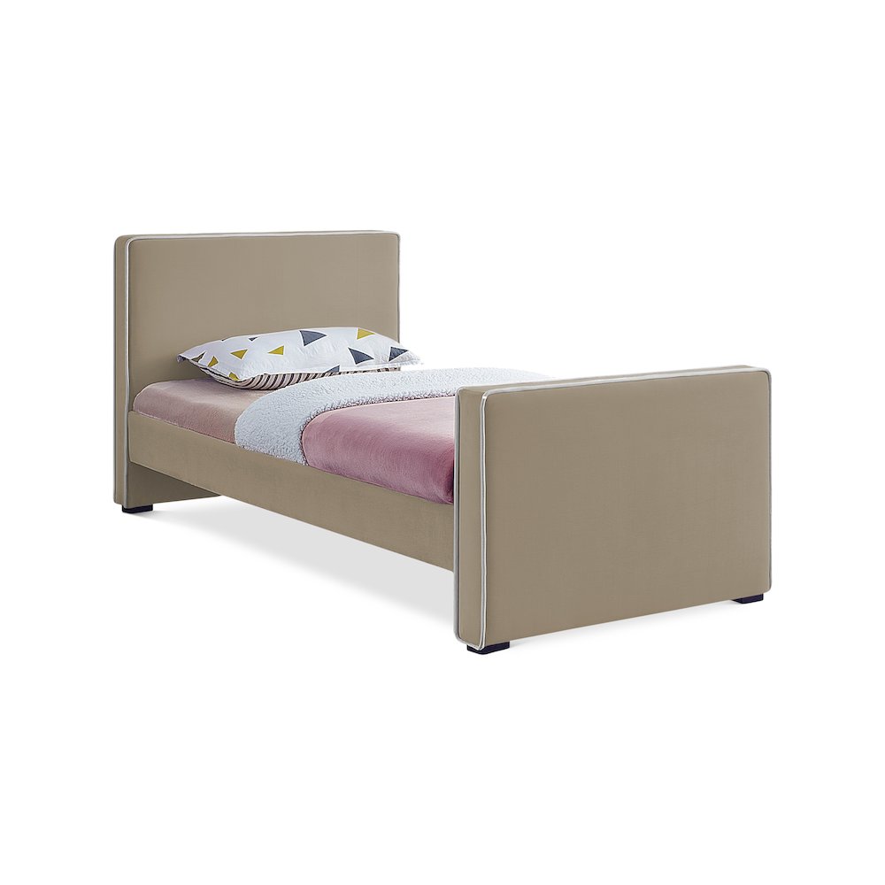 Dillard Beige Velvet Twin Bed