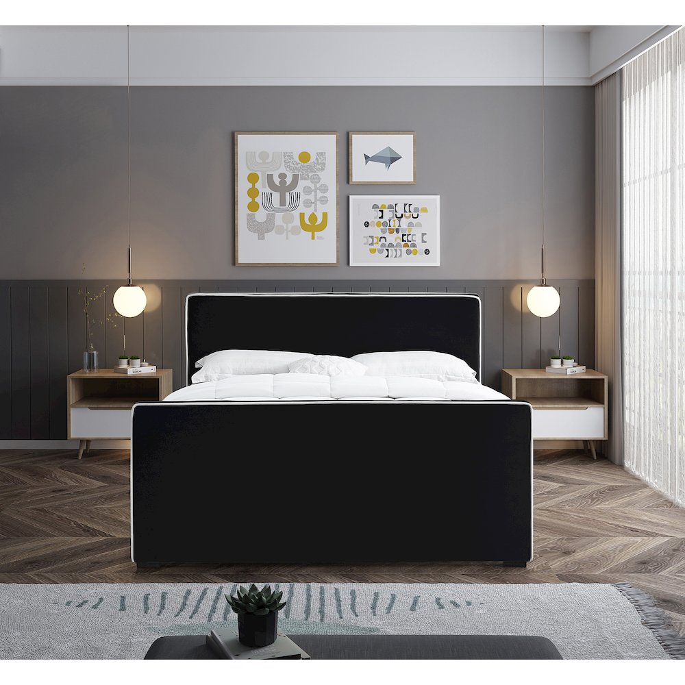 Dillard Black Velvet King Bed