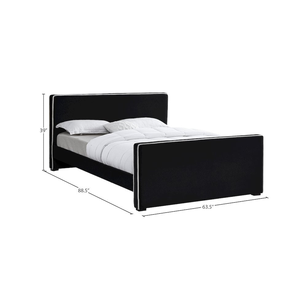 Dillard Black Velvet Queen Bed