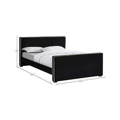 Dillard Black Velvet Queen Bed