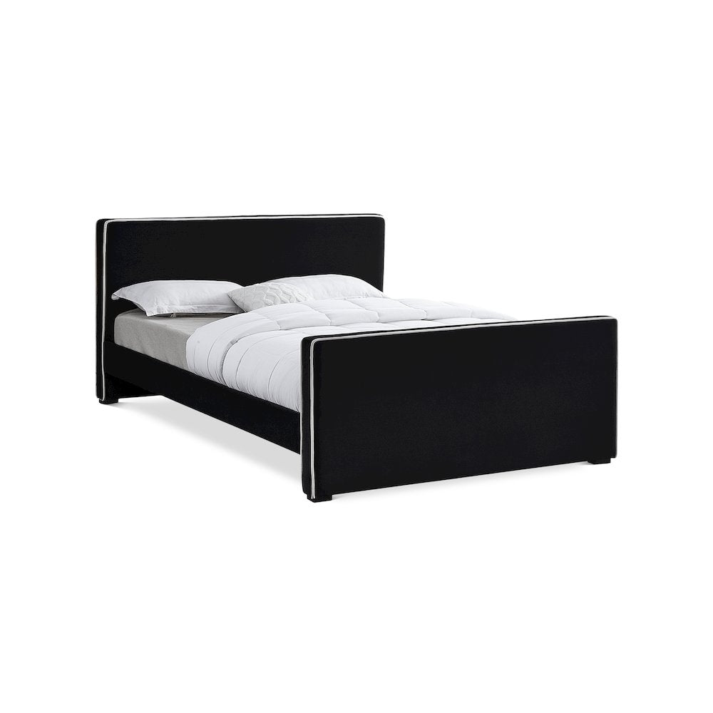 Dillard Black Velvet Queen Bed