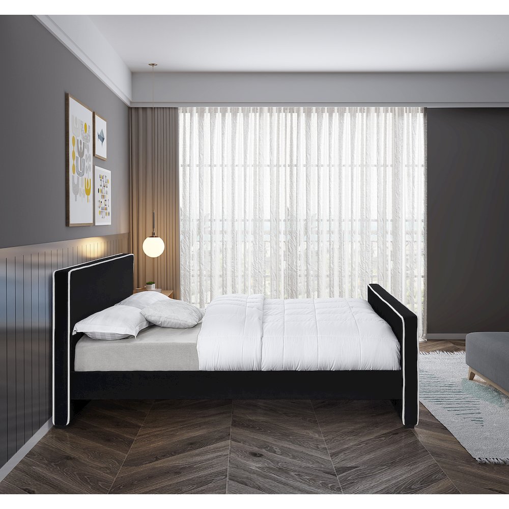 Dillard Black Velvet Queen Bed