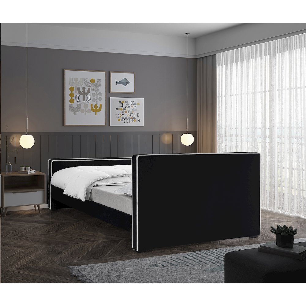 Dillard Black Velvet Queen Bed