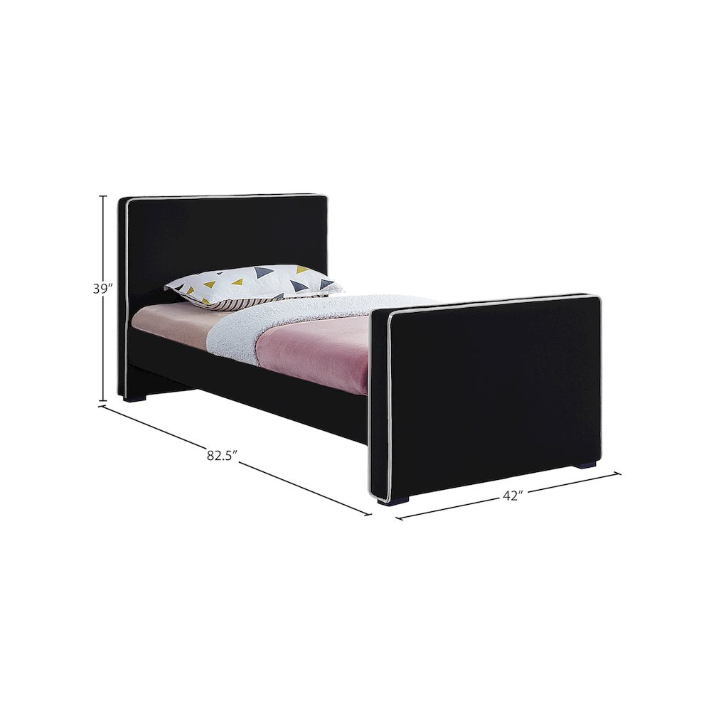 Dillard Black Velvet Twin Bed