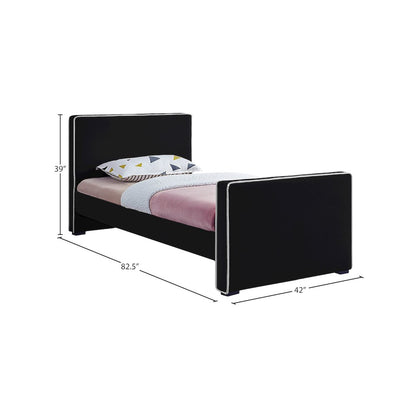 Dillard Black Velvet Twin Bed