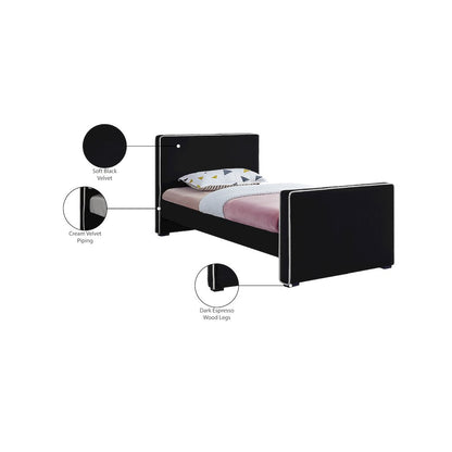 Dillard Black Velvet Twin Bed
