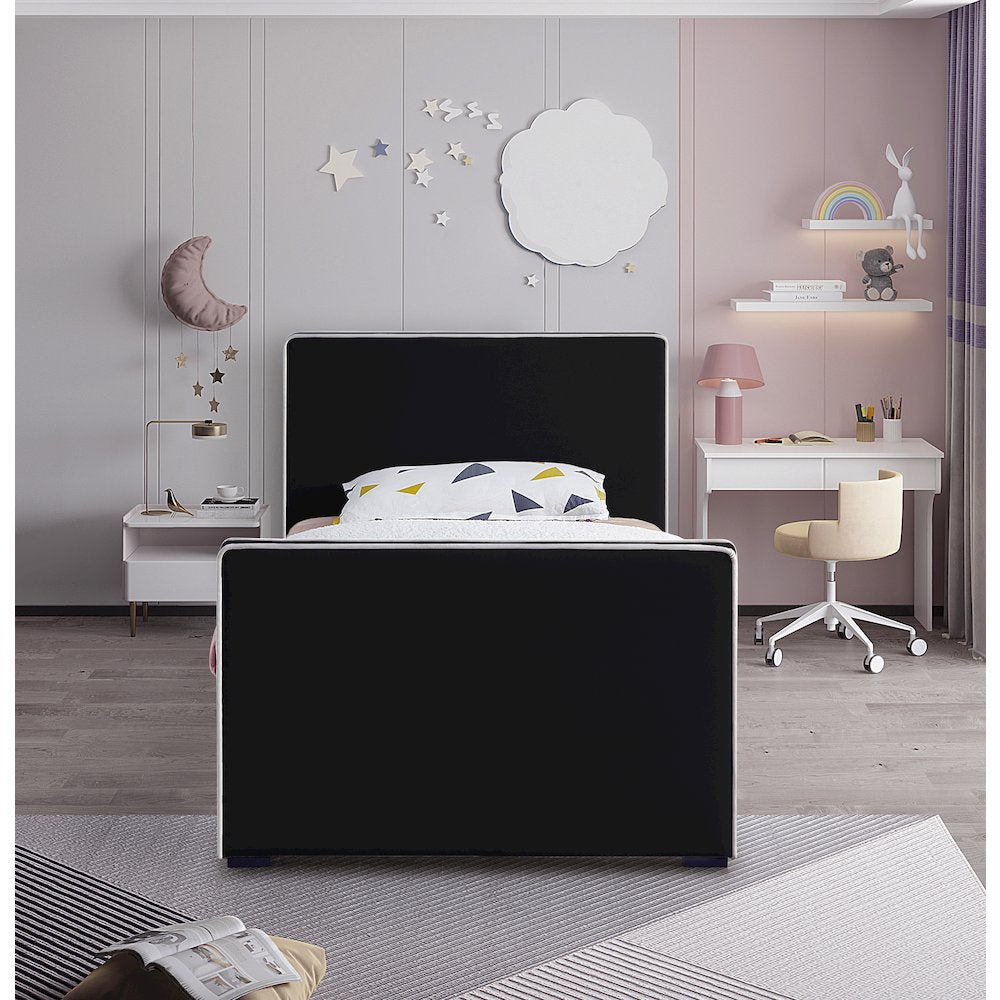 Dillard Black Velvet Twin Bed