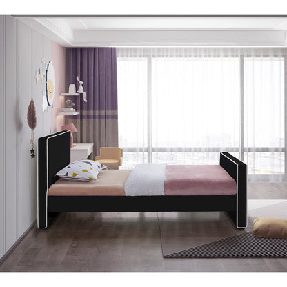 Dillard Black Velvet Twin Bed