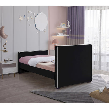 Dillard Black Velvet Twin Bed