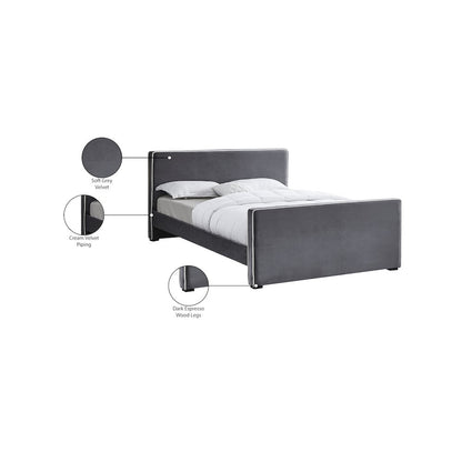 Dillard Grey Velvet King Bed