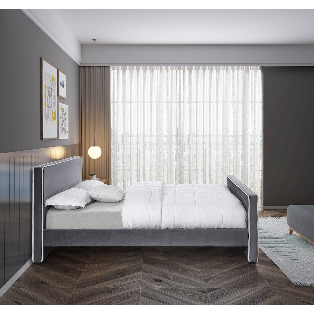Dillard Grey Velvet King Bed