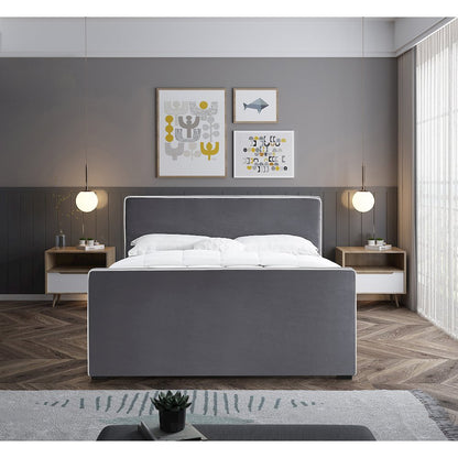Dillard Grey Velvet Queen Bed