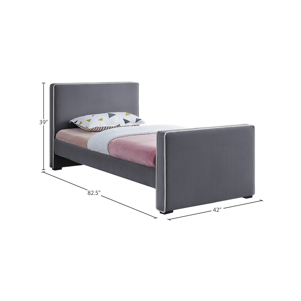 Dillard Grey Velvet Twin Bed
