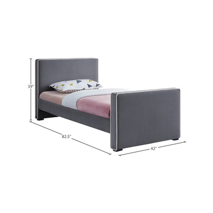 Dillard Grey Velvet Twin Bed