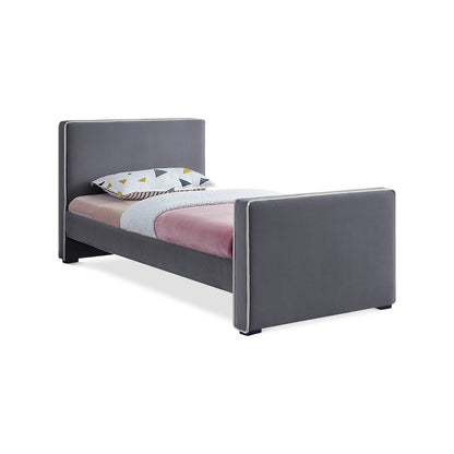 Dillard Grey Velvet Twin Bed