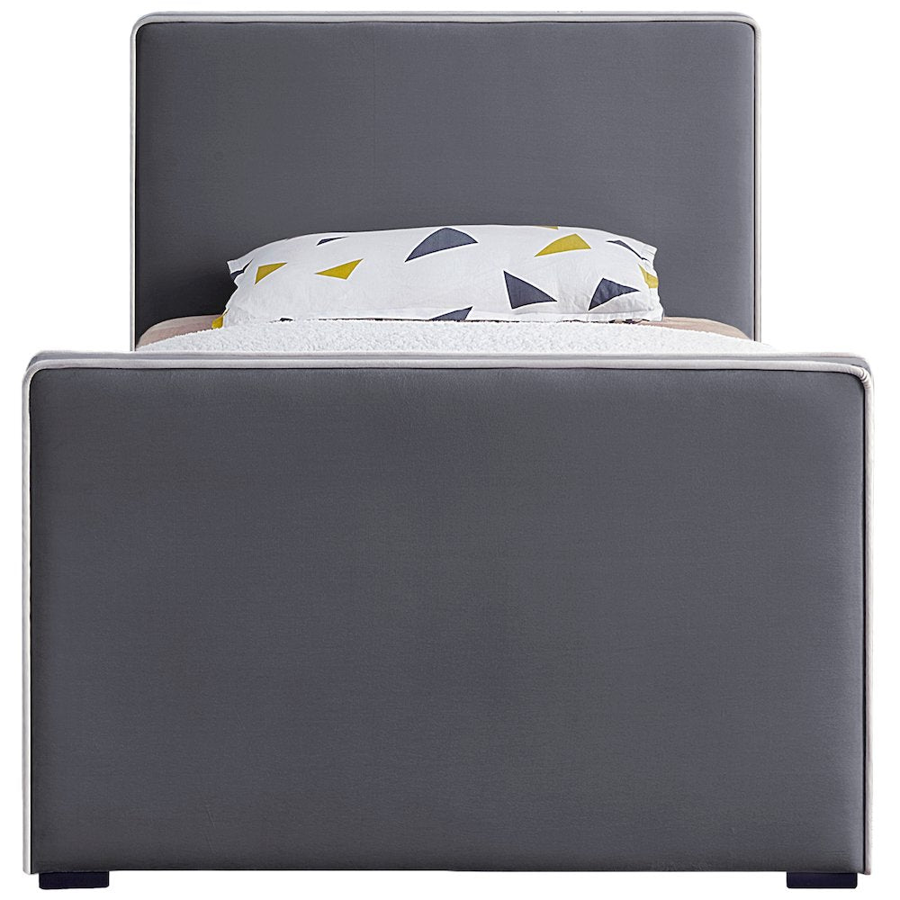 Dillard Grey Velvet Twin Bed