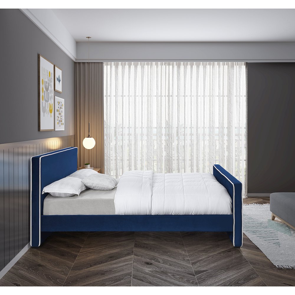 Dillard Navy Velvet King Bed