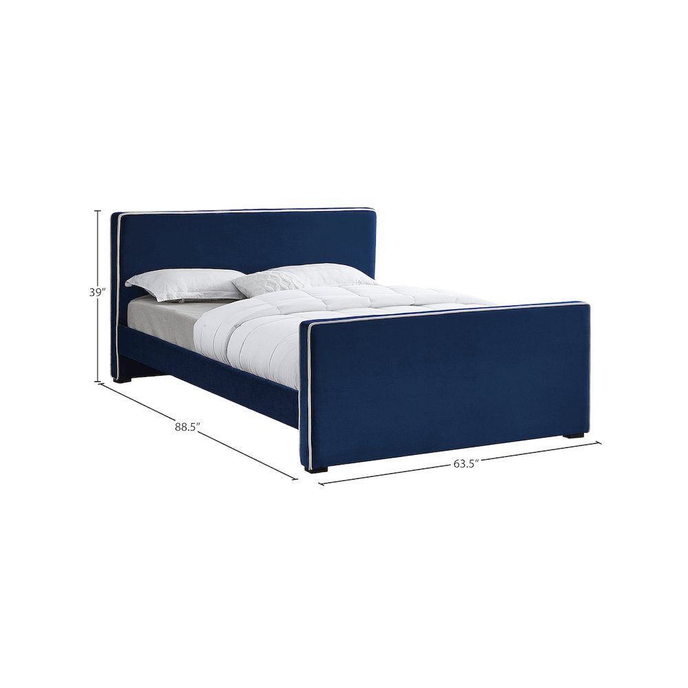 Dillard Navy Velvet Queen Bed