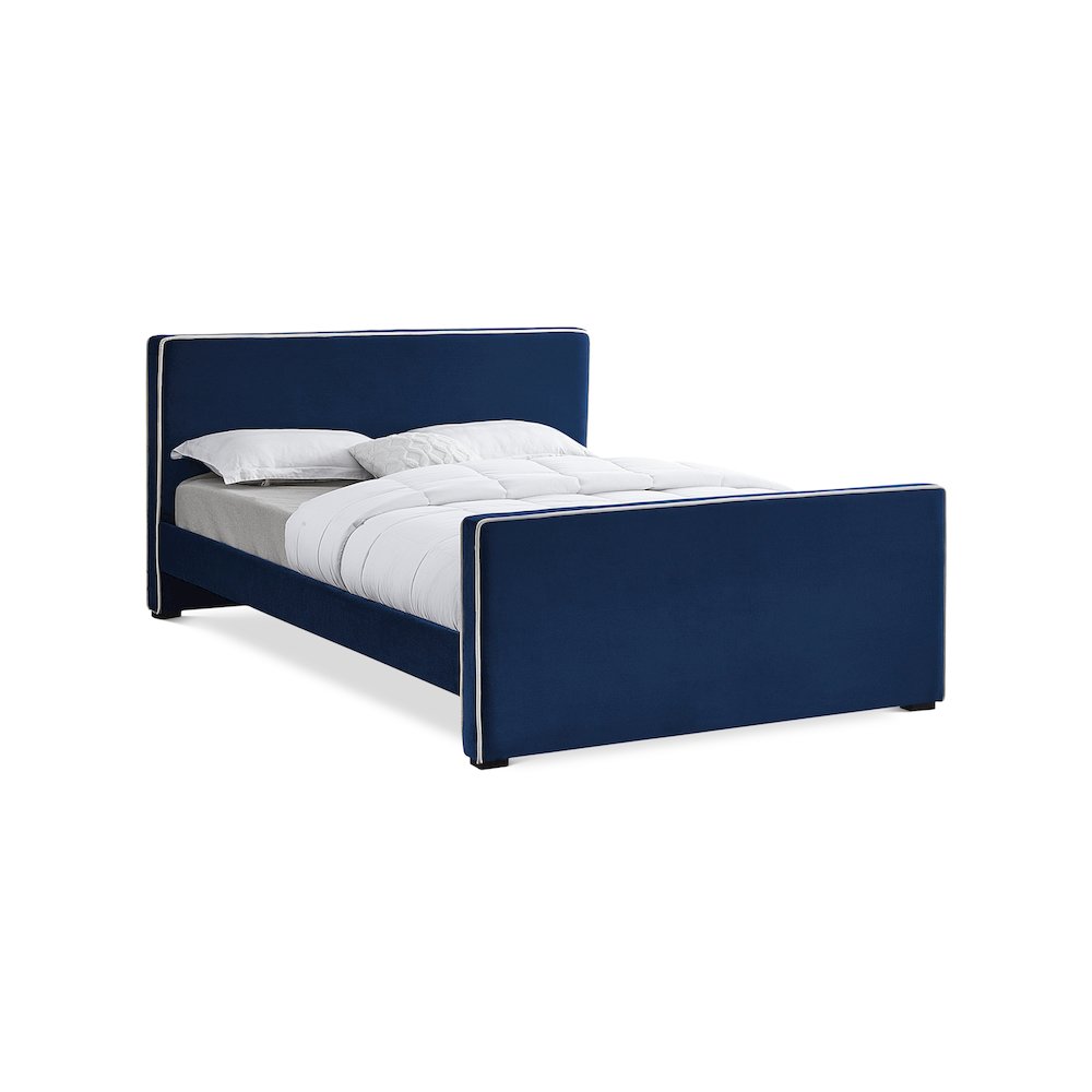 Dillard Navy Velvet Queen Bed