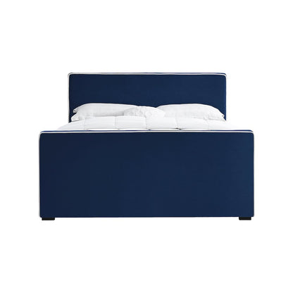 Dillard Navy Velvet Queen Bed