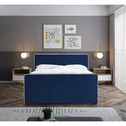 Dillard Navy Velvet Queen Bed