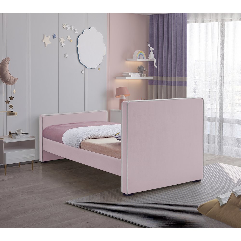 Dillard Pink Velvet Twin Bed