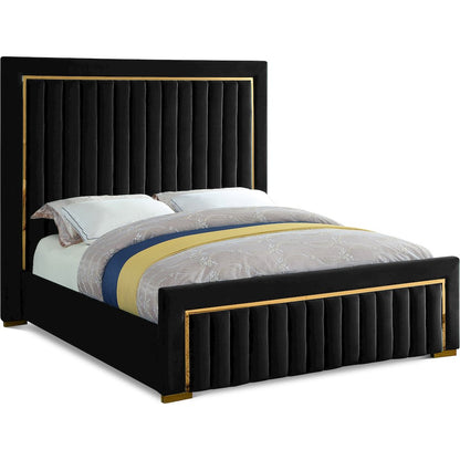 Dolce Black Velvet Queen Bed