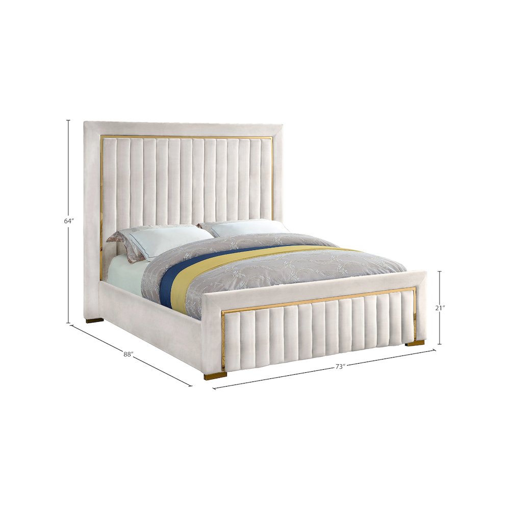 Dolce Cream Velvet Queen Bed