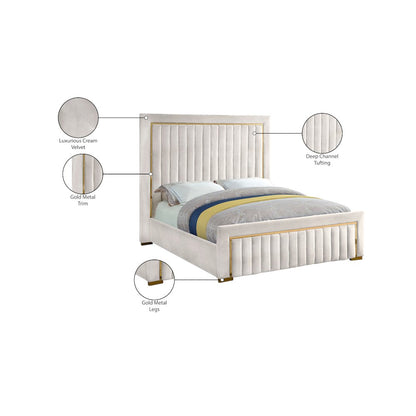 Dolce Cream Velvet Queen Bed