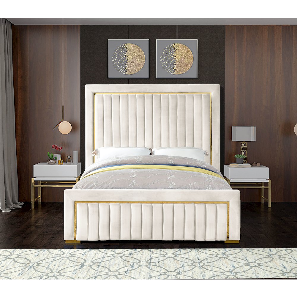 Dolce Cream Velvet Queen Bed