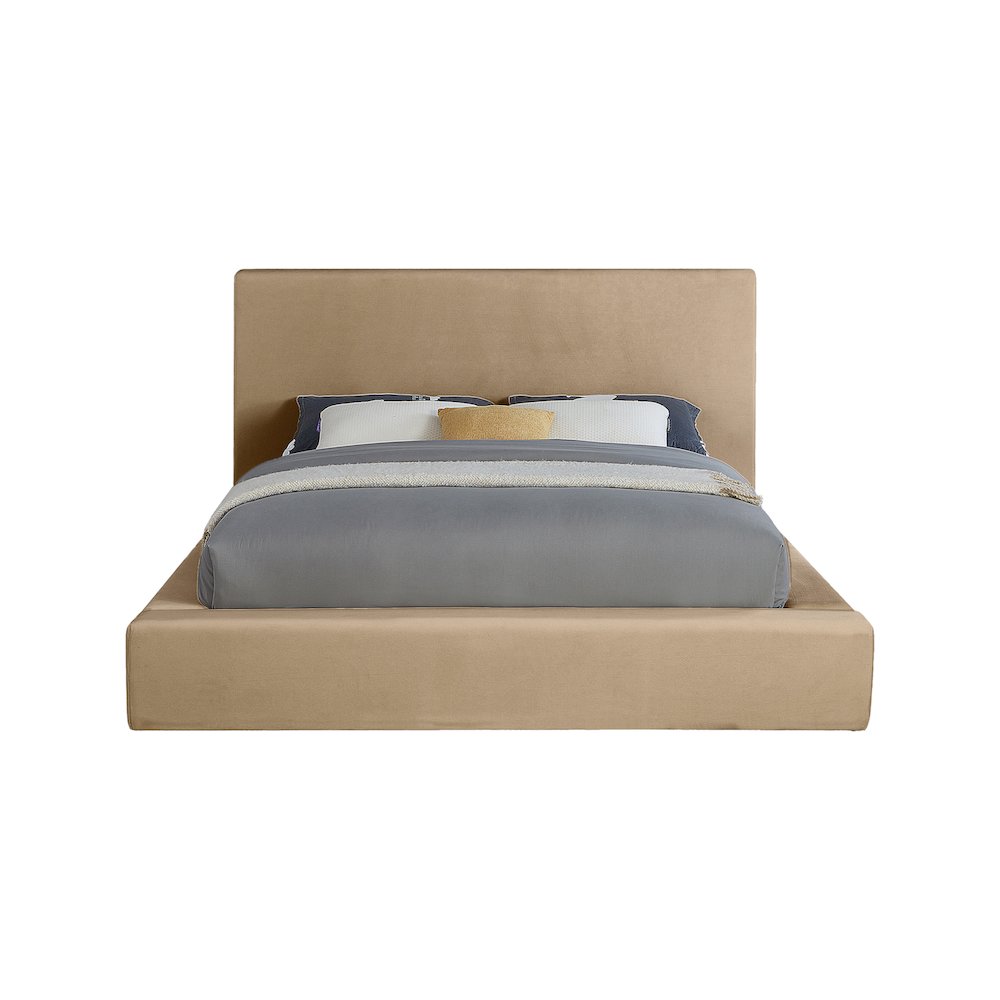Dorian Beige Velvet King Bed