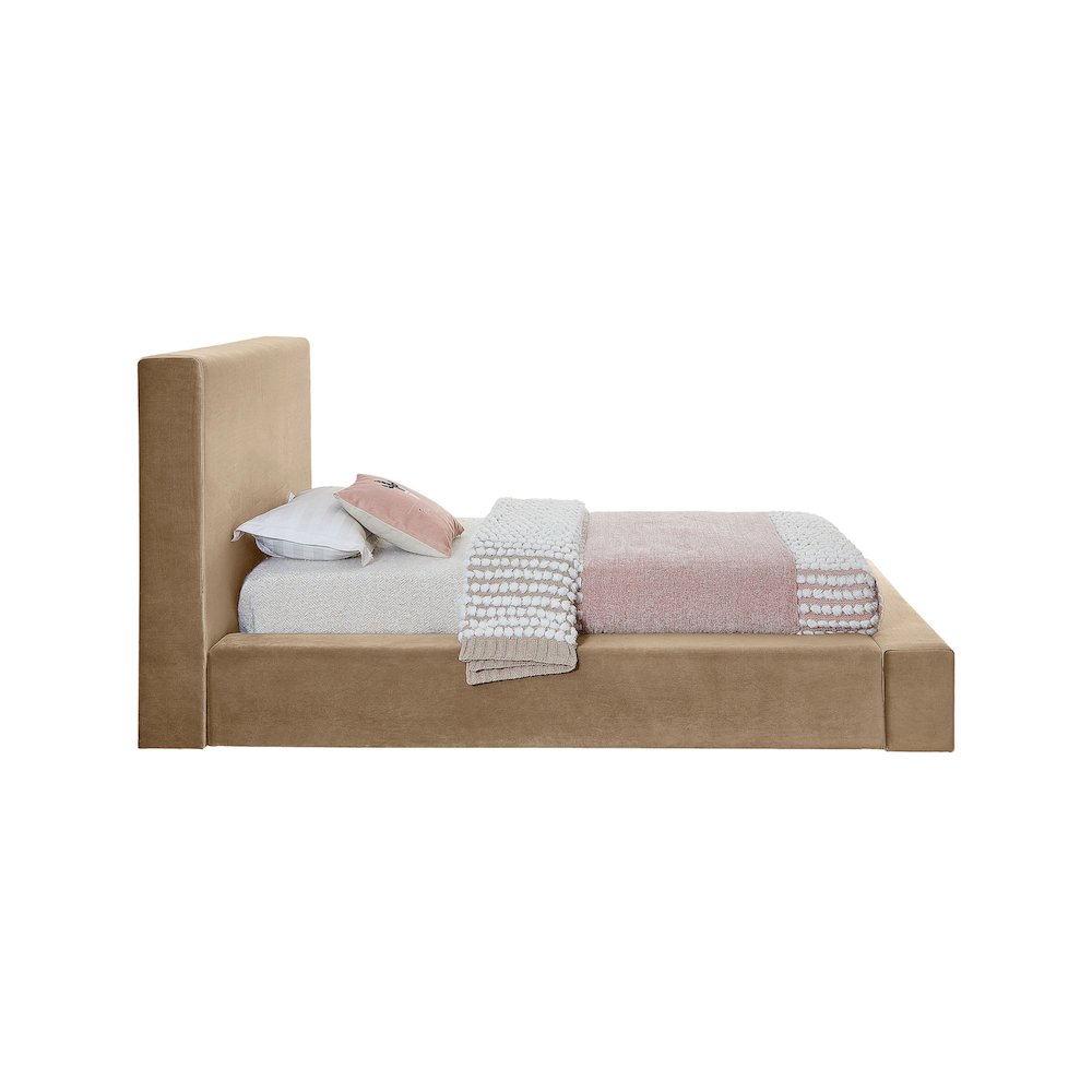 Dorian Beige Velvet Twin Bed